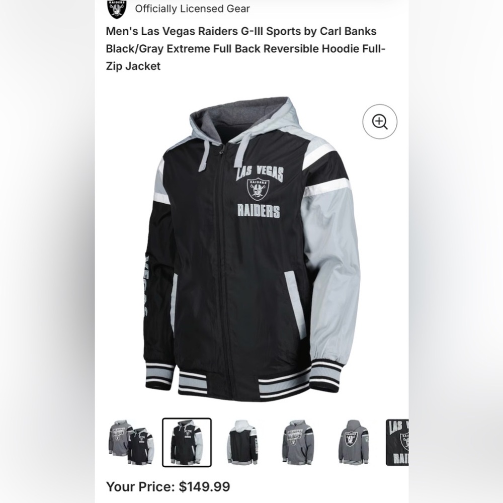 Las Vegas Raiders Men Jacket - Black and Gray